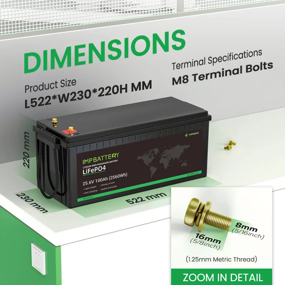 IMPROVE Manufacturer 25.6V 100Ah 300Ah 400Ah Lithium Ion Battery BMS Waterproof Electric marine 200Ah 24v LiFePo4 Battery