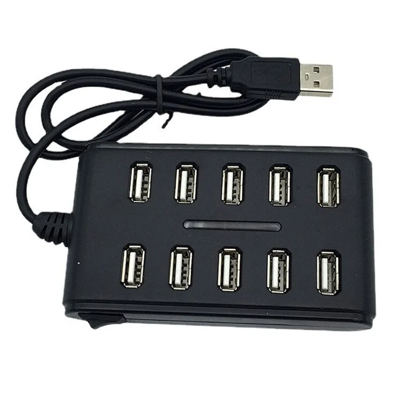 High Speed 480 Mbps USB 2.0 Hub 10 Ports Multi Personal Computer USB HUB Portable USB Splitter For PC laptop