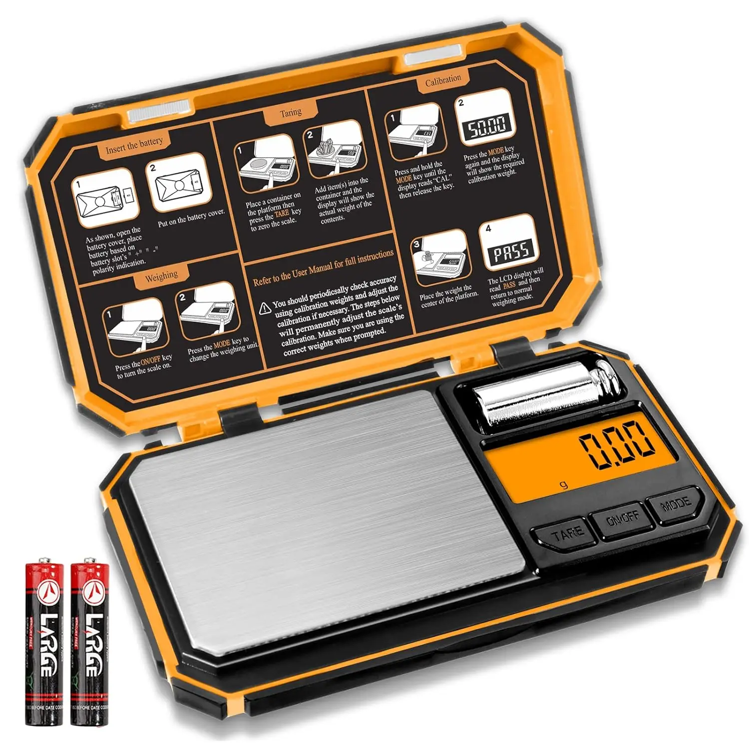 Digital Pocket Scale 200g/0.01g Mini Travel Scale Accurate Weight Readings with 50g Calibration Weight for Food Powder Coins