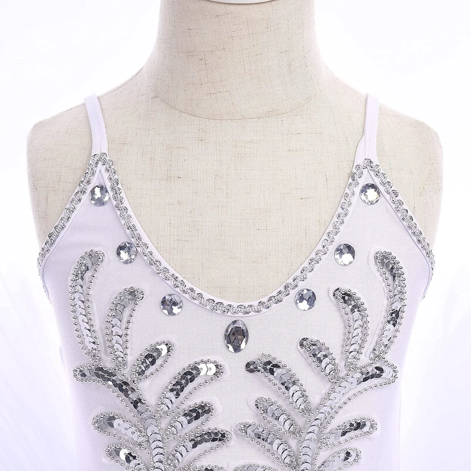 FREE SAMPLE Girls Sequins Beads Ballet Dance Tutu Dress Leotard Performance Swan Ballerina Costume