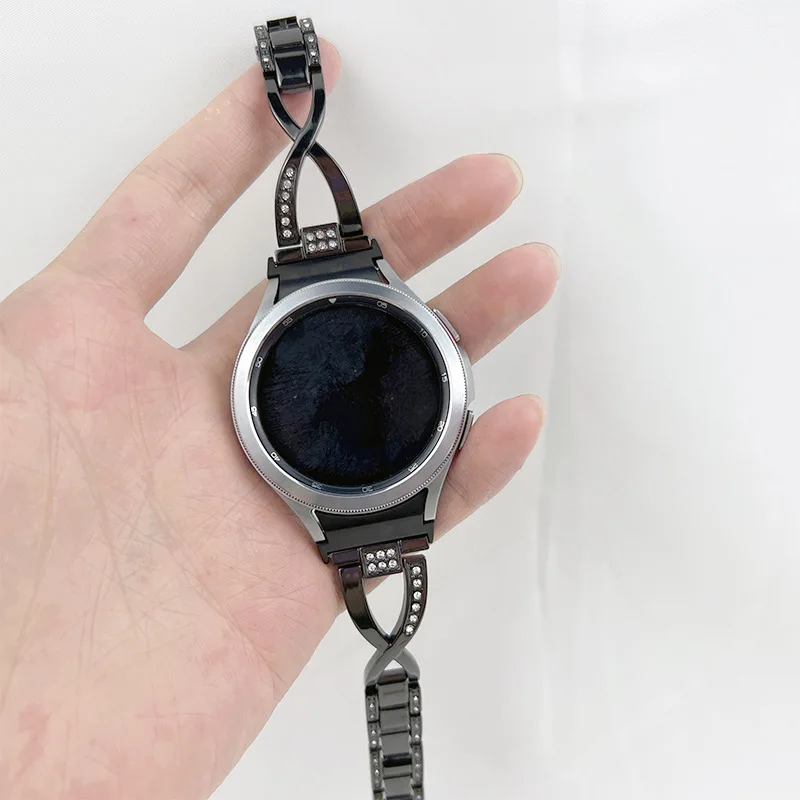 20 мм/22 мм для Samsung Galaxy Watch4 40 44 часы 4 классических 42 46 X Тип Алмазный металлический ремешок наручных часов