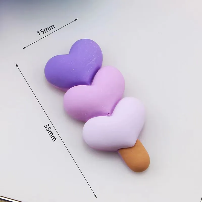 New Gradient Color love heart shape charms for phone case jewelry DIY refrigerator magnet hair bow accessories decorations