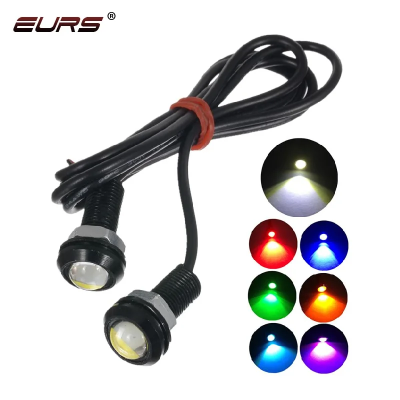 High power 18MM 23MM Car led strobe Automobiles Lamps 12V 3W 0.6A 6000K ultra-thin hawk eyes rogue reversing lights