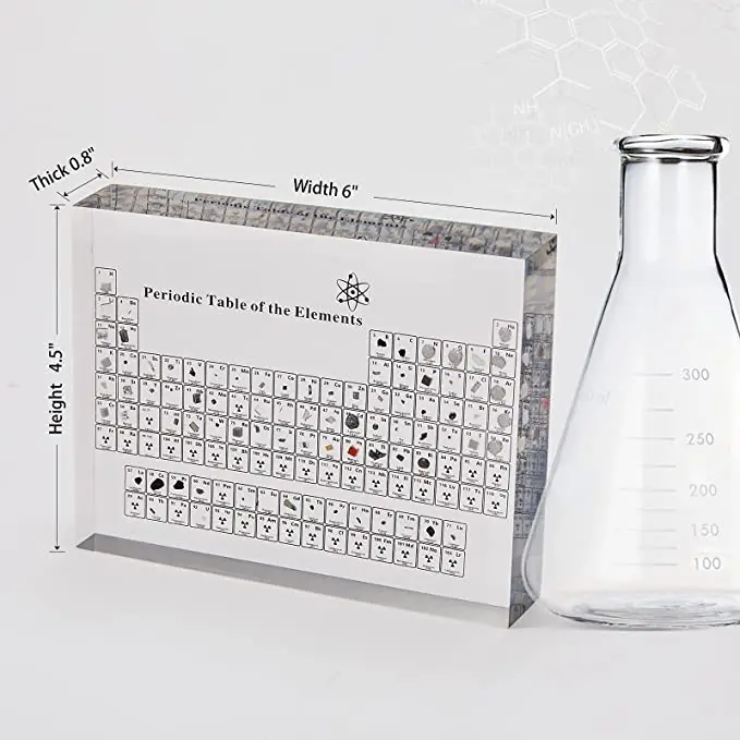 The periodic table of chemical elements With Real Elements Inside Acrylic Display Racks For Students Teachers Gifts