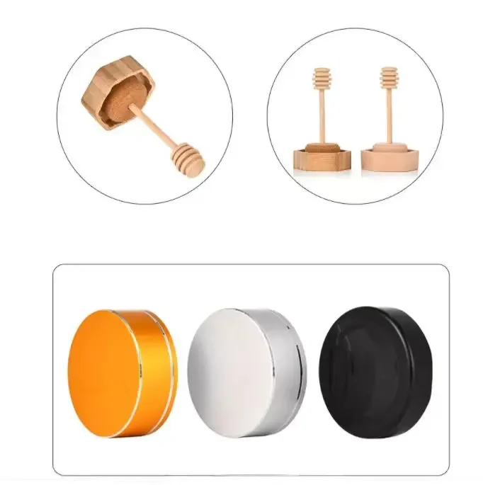 100 ml/220 ml/380 ml hexagonal heat resistant glass honey bottle jar with wooden mixing rod used for home kitchen