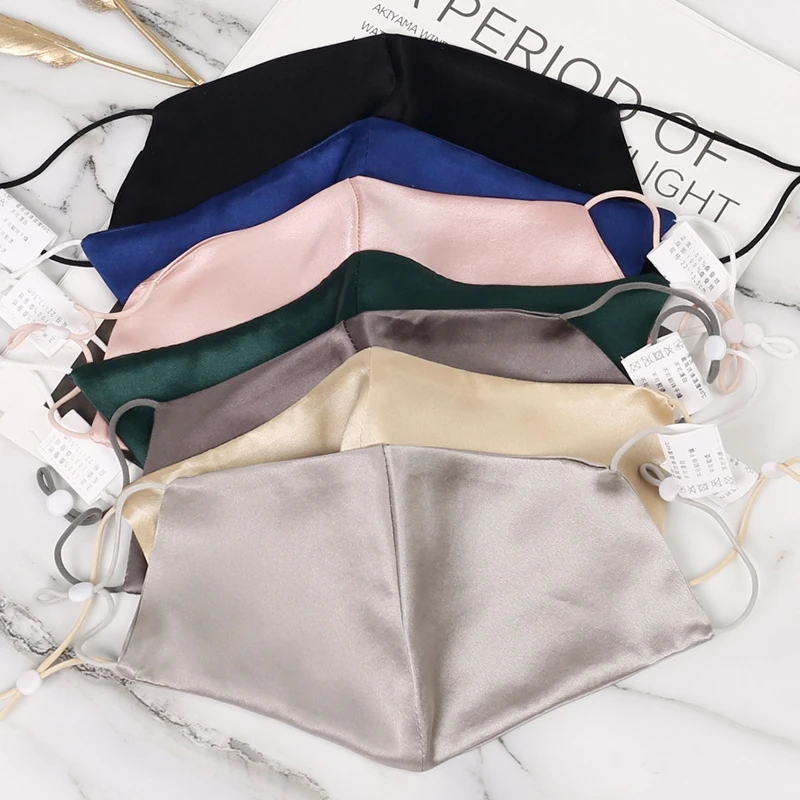 
OEM ODM Custom Colourful Silk Face-mask Pure Silk Face-mask Reusable Luxury 100% Mulbery Silk Face Maskes 