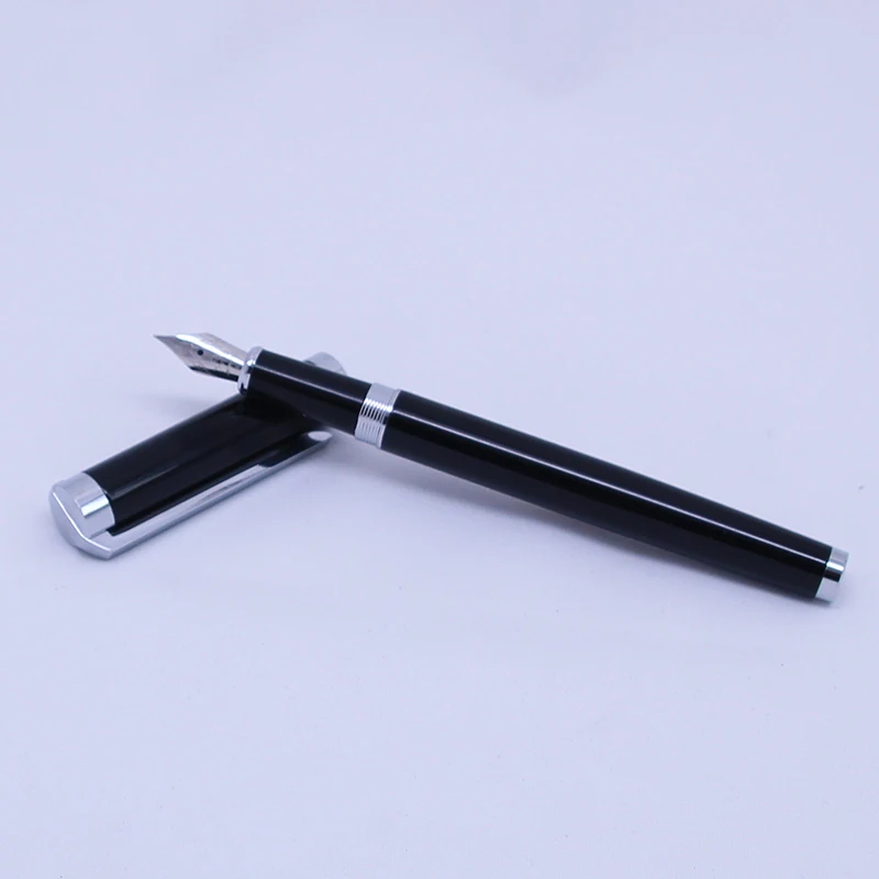 Custom Metal Luxury Pen Business Black with Silver Clip Smooth Writing Calligraphy Fountain Pen