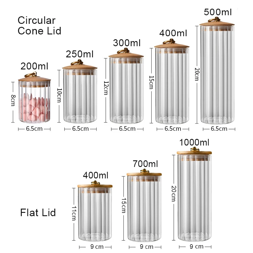 Контейнеры для хранения в кладовой стеклянные банки продуктов с деревянными бамбуковыми