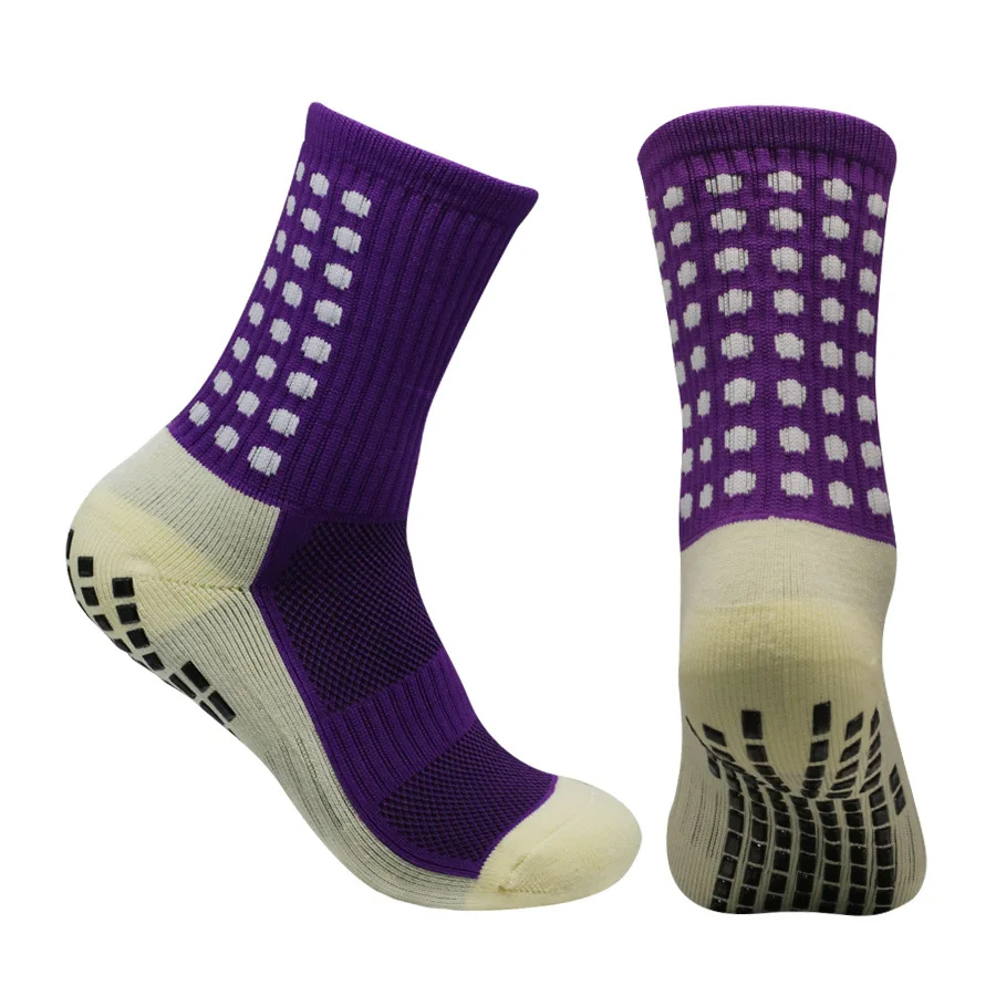 Wholesale anti-slip soccer socks custom logo non-slip soccer sock mens sports football ankle grip socks