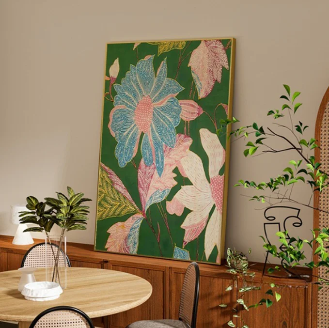 BIGIMAGE Custom OEM Canvas Paintings Green Plants Leaf Floral Prints Nordic Style Metal Wall Hanging Ornaments Home Decoration