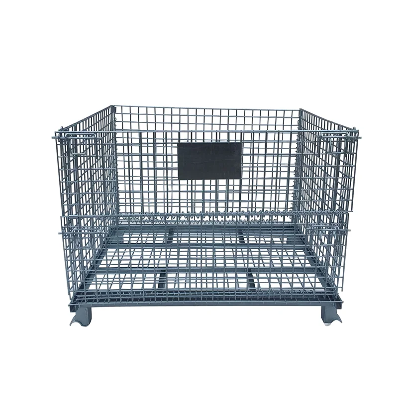 Galvanized warehouse cargo storage industrial foldable stackable steel wire cages