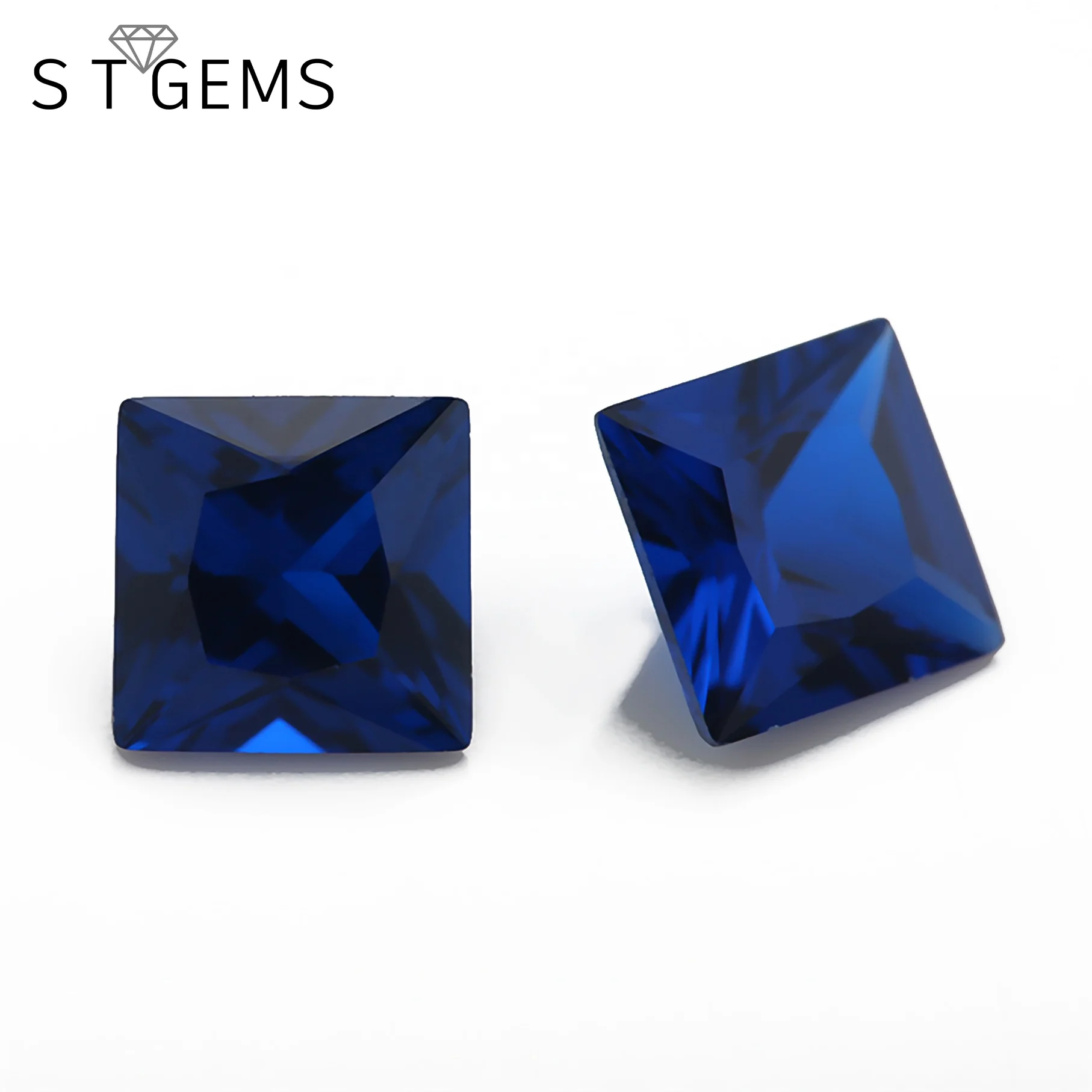ST Gems квадратная огранка русский Синтетический темно-синий сапфир 113 # для ювелирных изделий