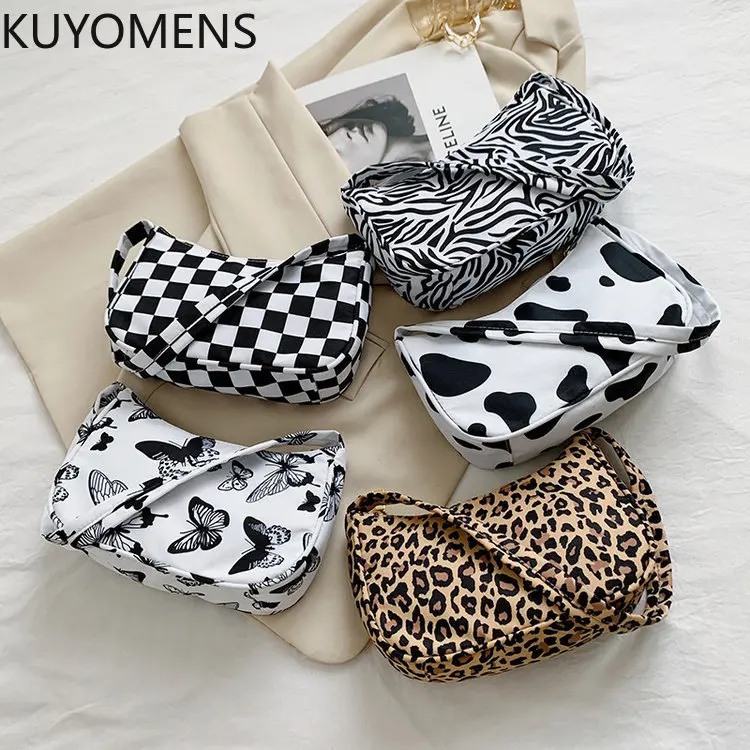 Fashion Japan Style Ladies Small Butterfly Leopard Print Simple Waterproof Nylon Crossbody Bag with Zipper Daily Uesd