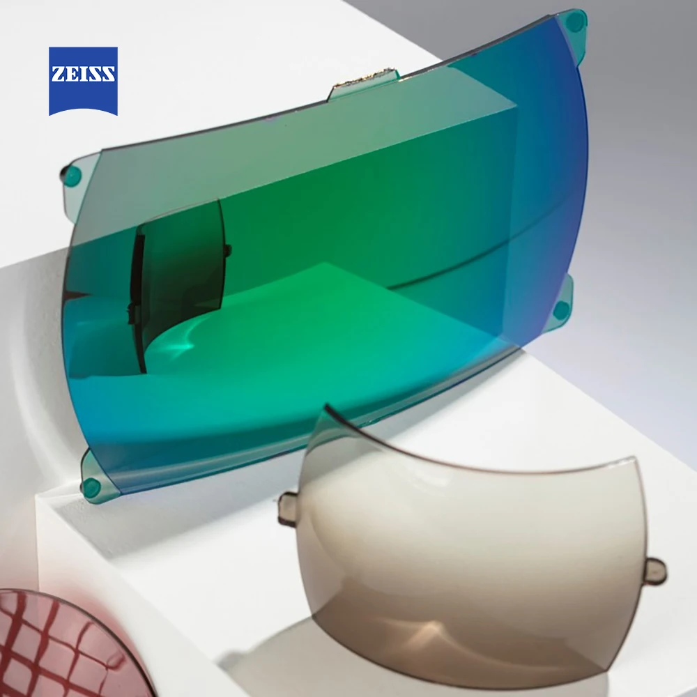 ZEISS One-piece shield sunlens: base 6 sunlens High Quality solid Customized HC Hard Resin Eyewear lens  low moq wholesale