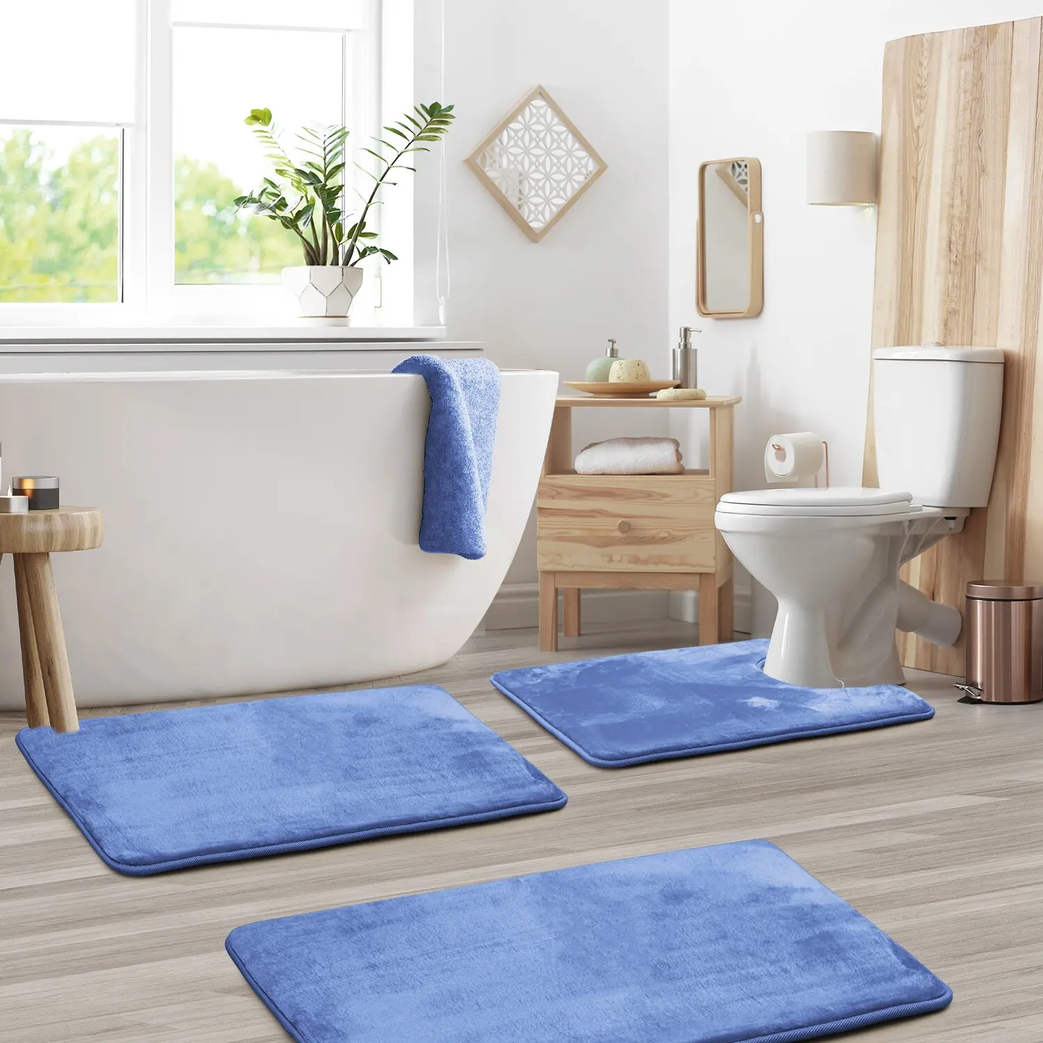 Flannel Memory Foam Soft Comfort Non Slip Bath Mats