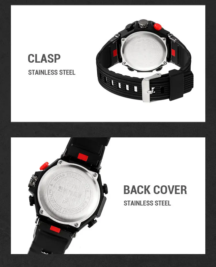 Skmei 2223 custom face  gents quartz watch stylish Silicone band double display Chronograph character business wrist watch