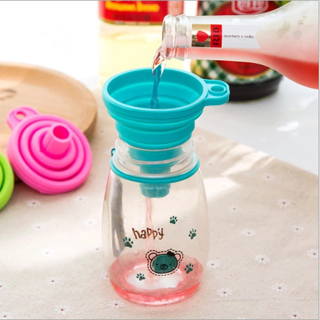 7.5cm Wide Multi-Purpose Food Grade Foldable Collapsible Kitchen Silicone Funnel Hopper for Liquid Powder Transfer