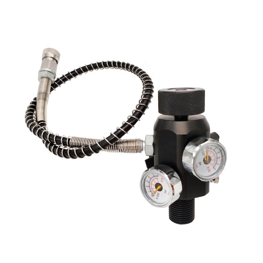 M18x1.5 Thread Co2  Charging Valve Air Filling Station  Adapter With 6000psi Gauge and Reinforced Hose