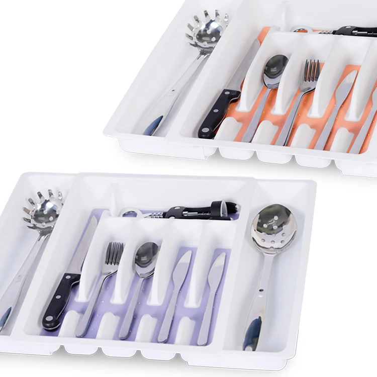 
Food Contact Safe BPA Free Plastic Kitchen Drawer Organizer Expandable Cutlery Tray 