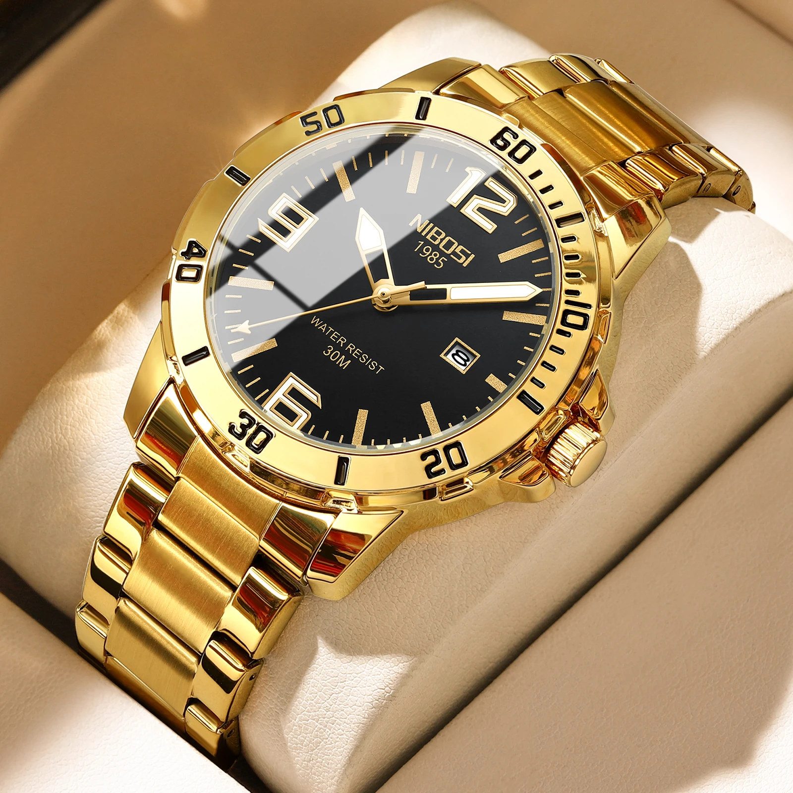 2024 nibosi Montre1985 Reloj Para Hombre в винтажном стиле Роскошные деловые мужские кварцевые часы из нержавеющей стали для мужчин