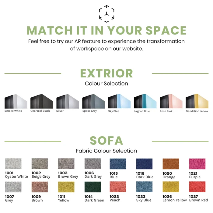 L-shape Portable Meeting Room C Pod Privacy Phone Booth for 6 Person 2400 X 2400 X 2280mm Soundproof Office Booth