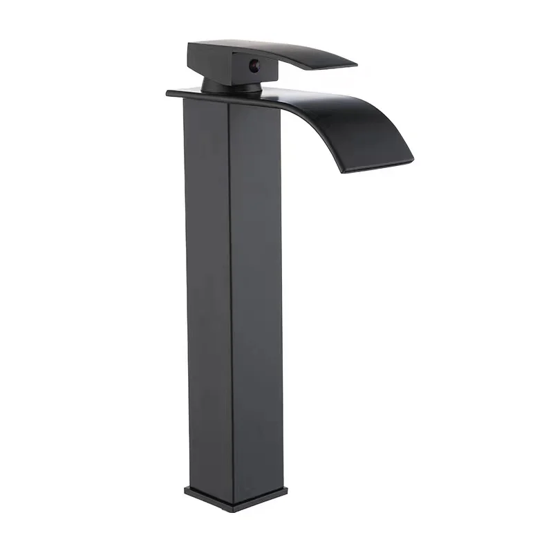 Unique Bathroom Waterfall Stainless Steel  Lavatory Vessel High Bathroom Sink Faucet Deck Mounted Tall Basins Faucet