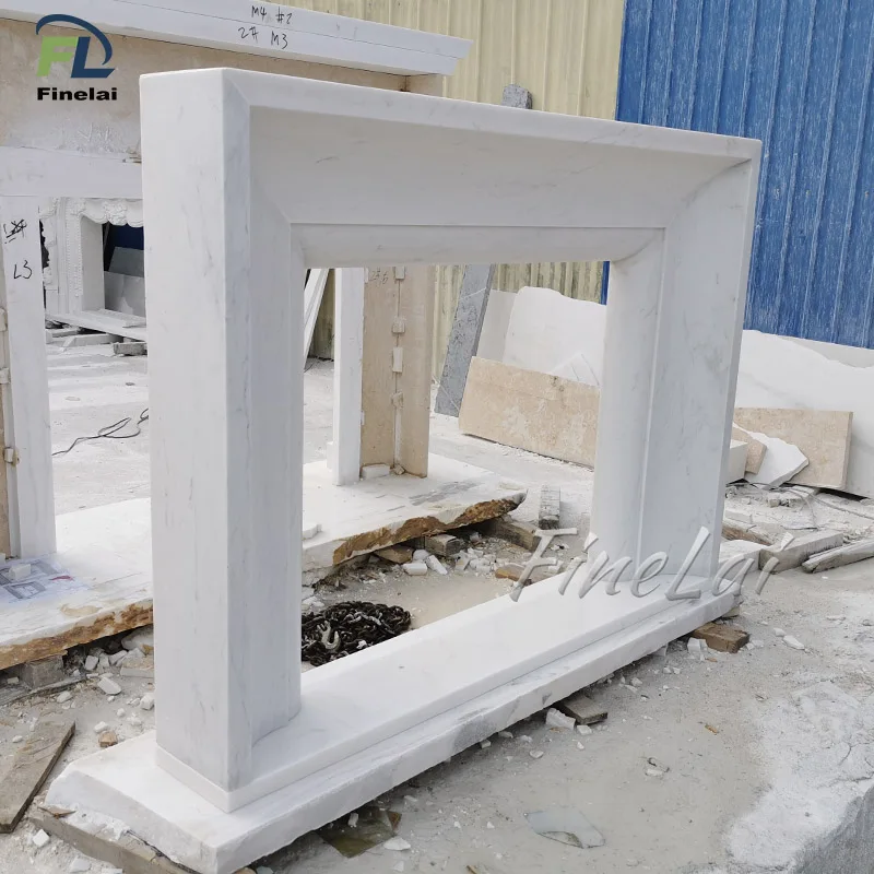 Оптовая продажа каминная полка из белого мрамора ручной работы натурального камня