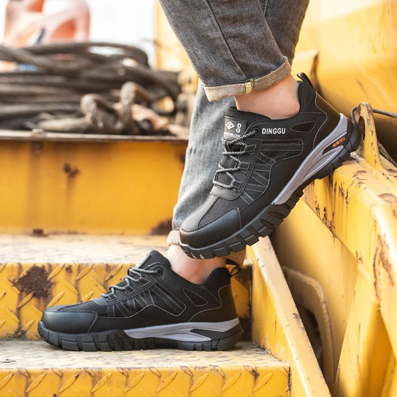 Dinggu Brand fashion safety shoes casual industrial protection steel toe nonslip safety shoes for men construction work shoes