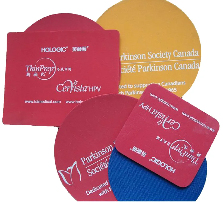 Custom Logo Printed Round Tea Cup Coaster Antiskid Rubber Mat for Bottle Glass No Slip Moulding Cutting Processing