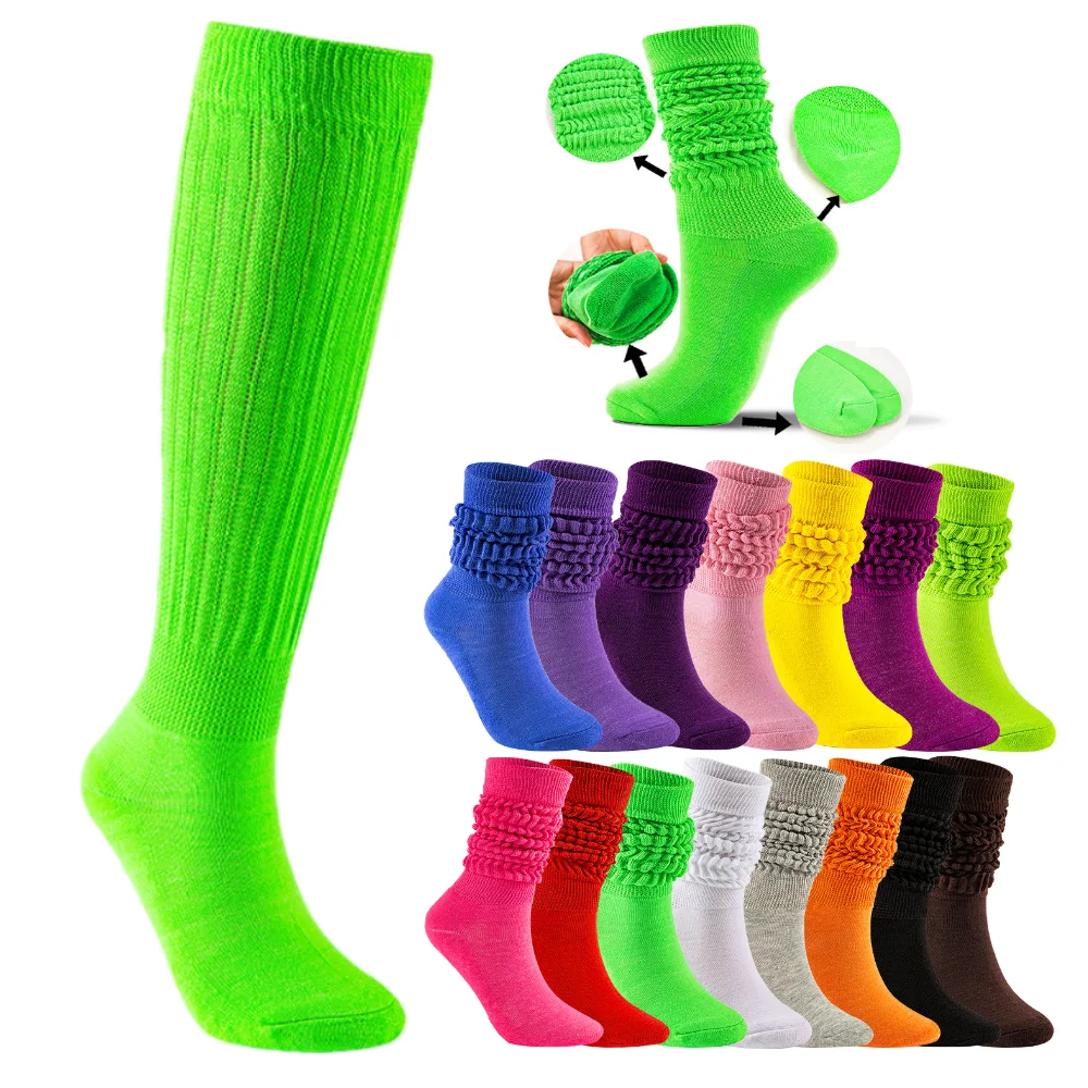 Wholesale custom cotton colorful fashion thick slouch socks women winter warm fuzzy loose socks for women socks