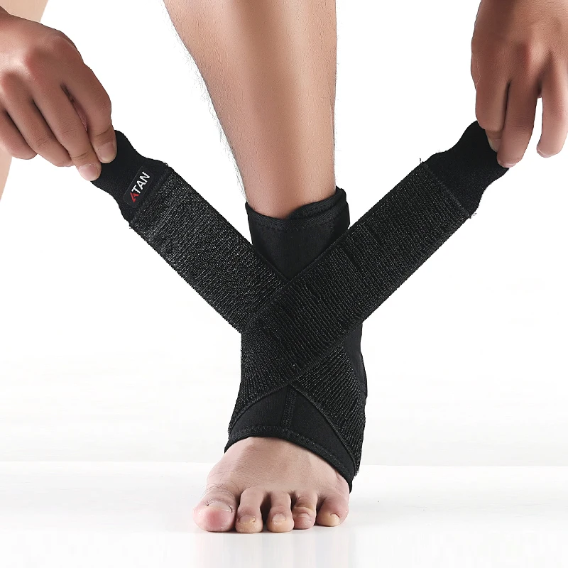 
Thin ankle support with compression strap to prevent ankle sprain 