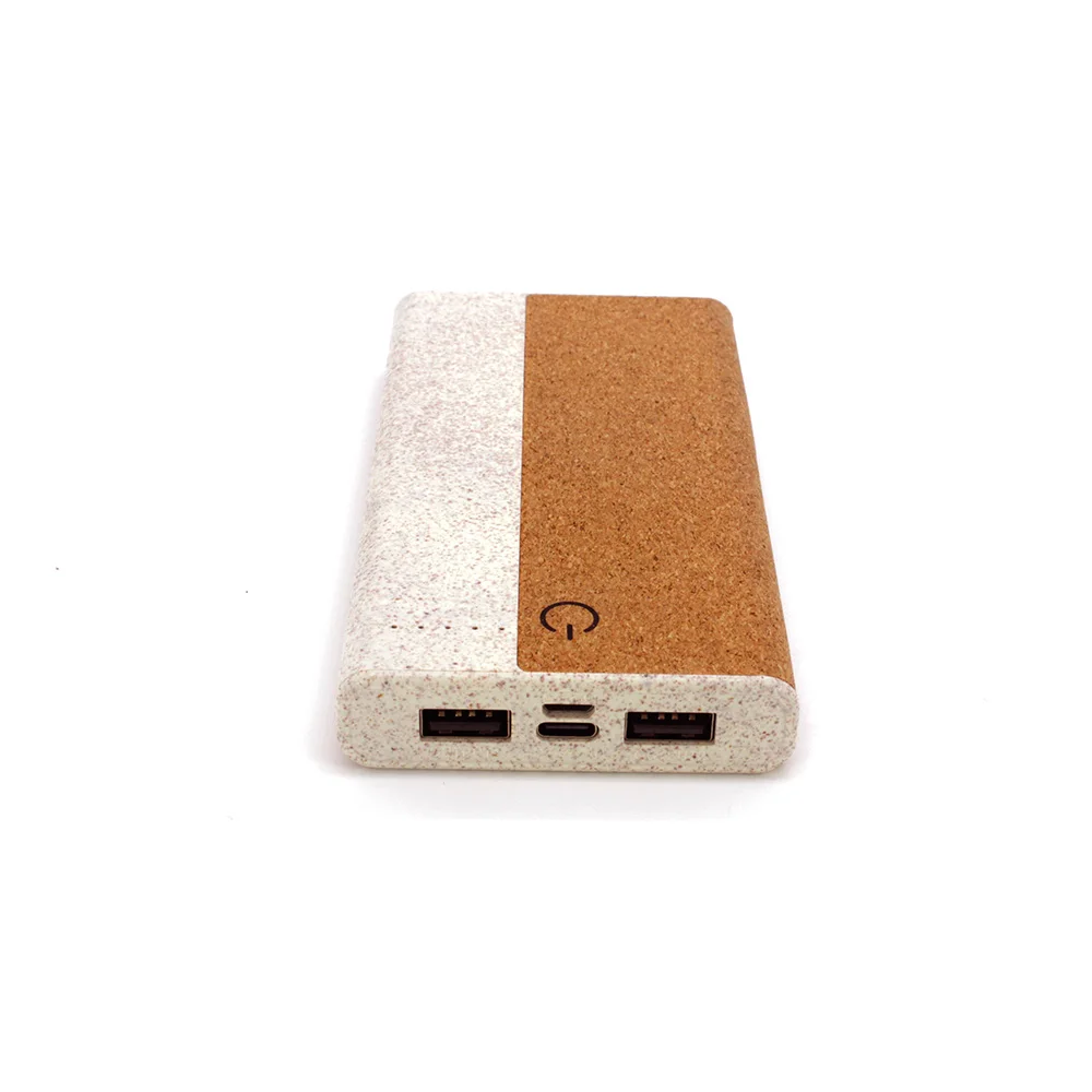 Promotional Wireless Cork Power bank 10000mAh Wheat straw material