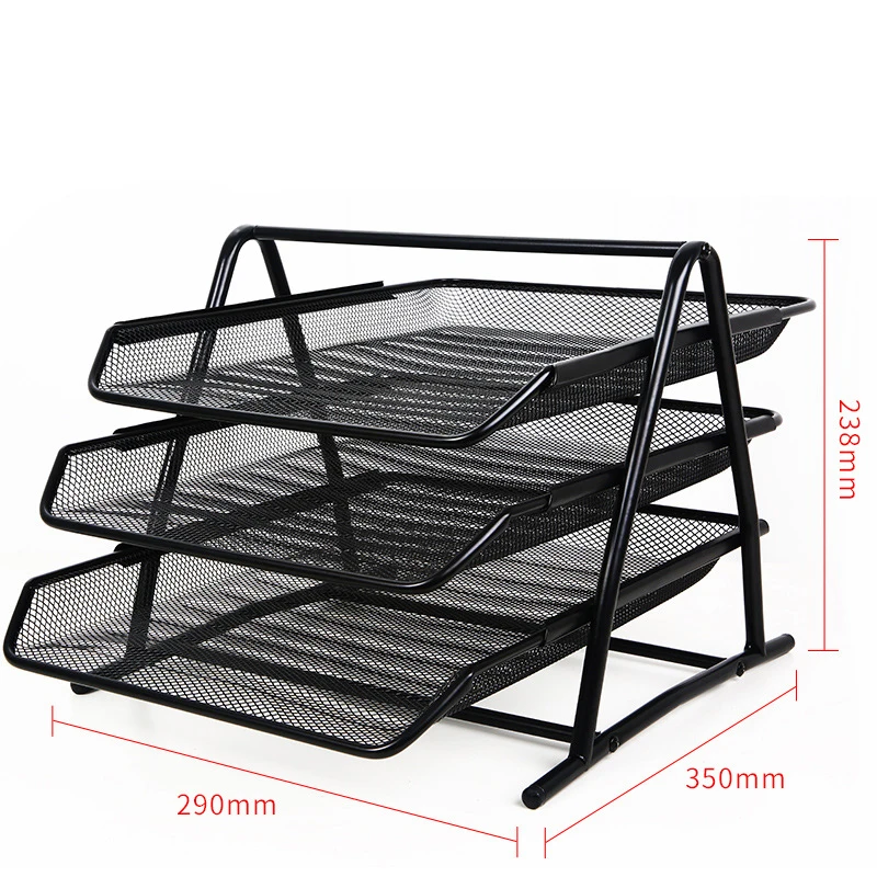 
3 Tiers Office File Trays Holder A4 Letter Paper Wire Mesh Storage Organizer 