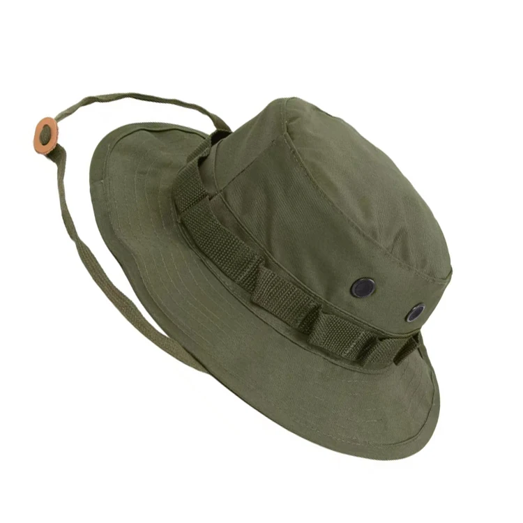 Wholesale 100%Cotton wide brim fishing boonie hat custom design fishermen bucket hat