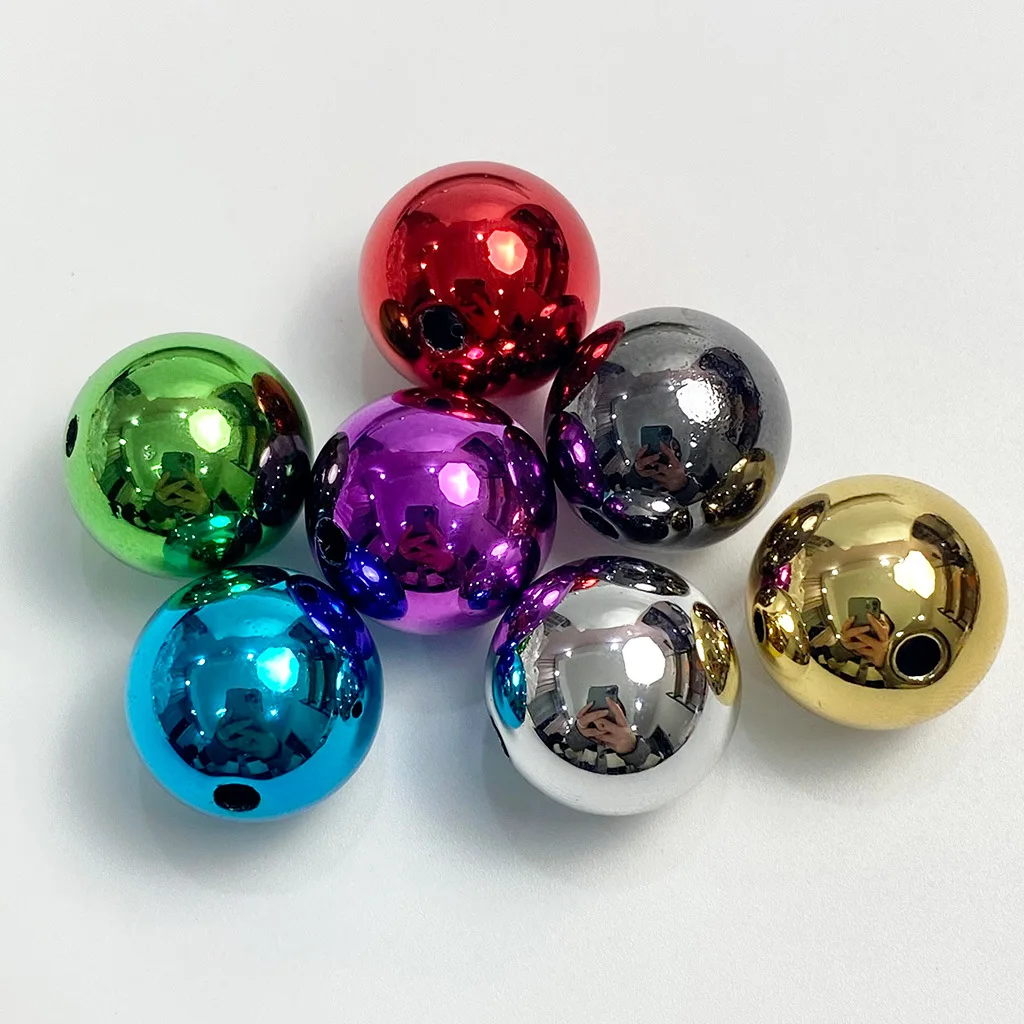 14mm Colorful Plastic CCB Smooth DIY Loose Beads Christmas Decorative Accessories