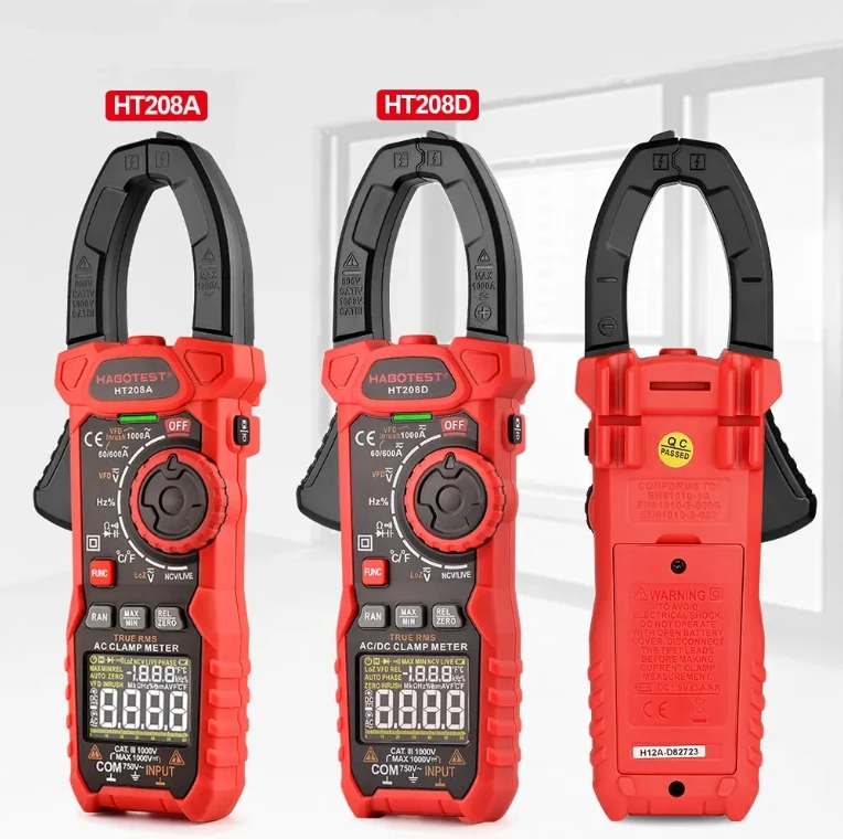 Новый HT208D HT208A AC/DC цифровой зажим измеритель напряжения переменного тока емкостной T-RMS тестер мультиметр