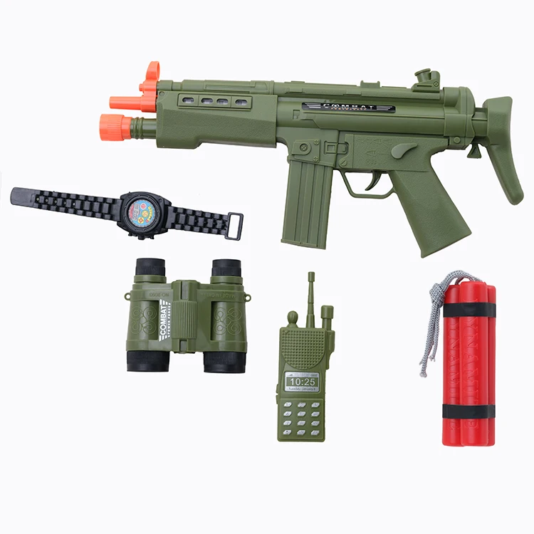 Армейский комплект, армейский пистолет, игрушка для мальчиков, пластиковый солдат, часы, телескоп, модель рации, пластиковая детская игрушка