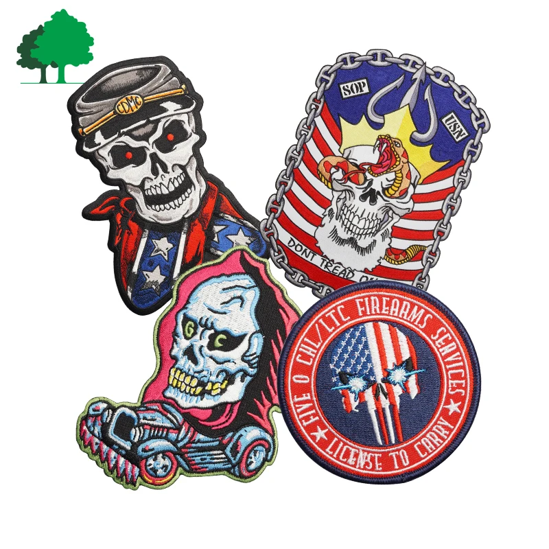Direct factory sale custom high quality cheaper embroidery skull patch