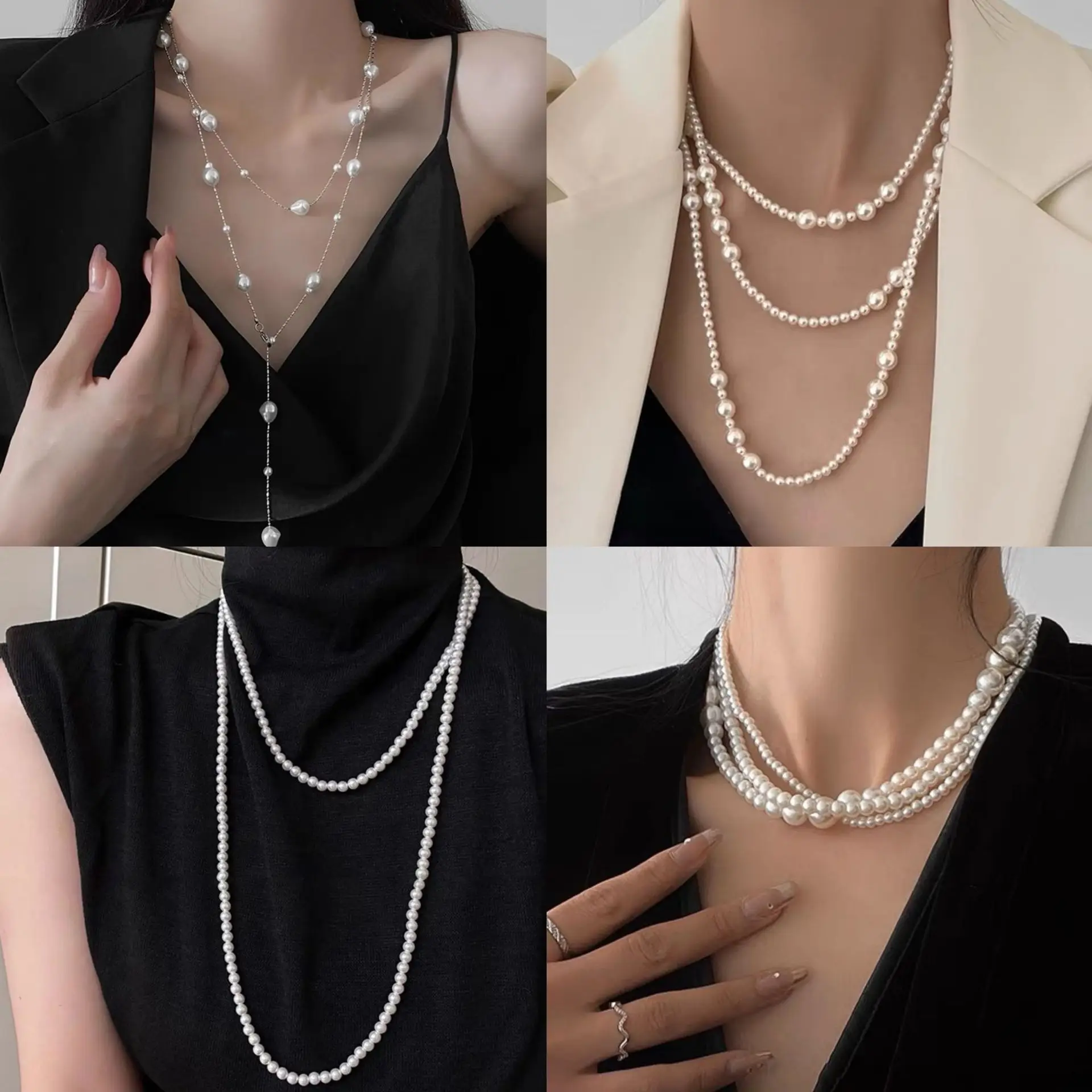 Wholesale Irregular Long Pearl French Luxury Temperament Sweater Chain Niche Simple Senior Bead Peal Necklaces For Female