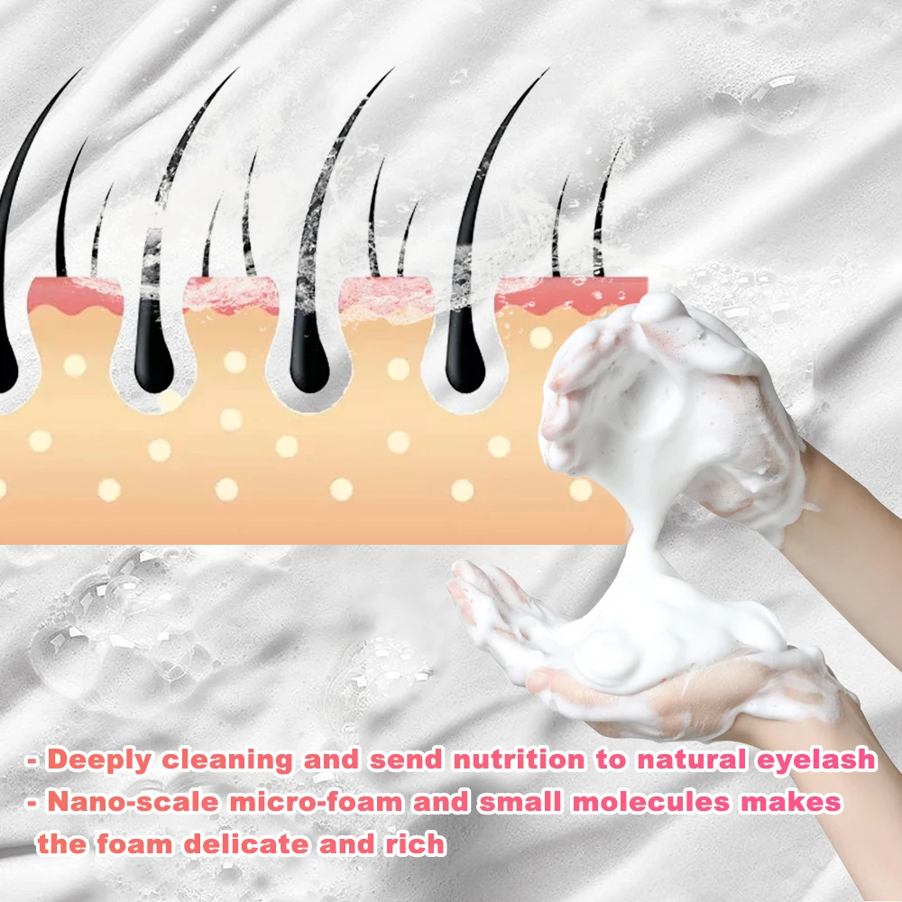customized kit shampoo espuma 30ml tear free  lashes matte lash shampoo rose extract bottle  lilac biodegradable packaging