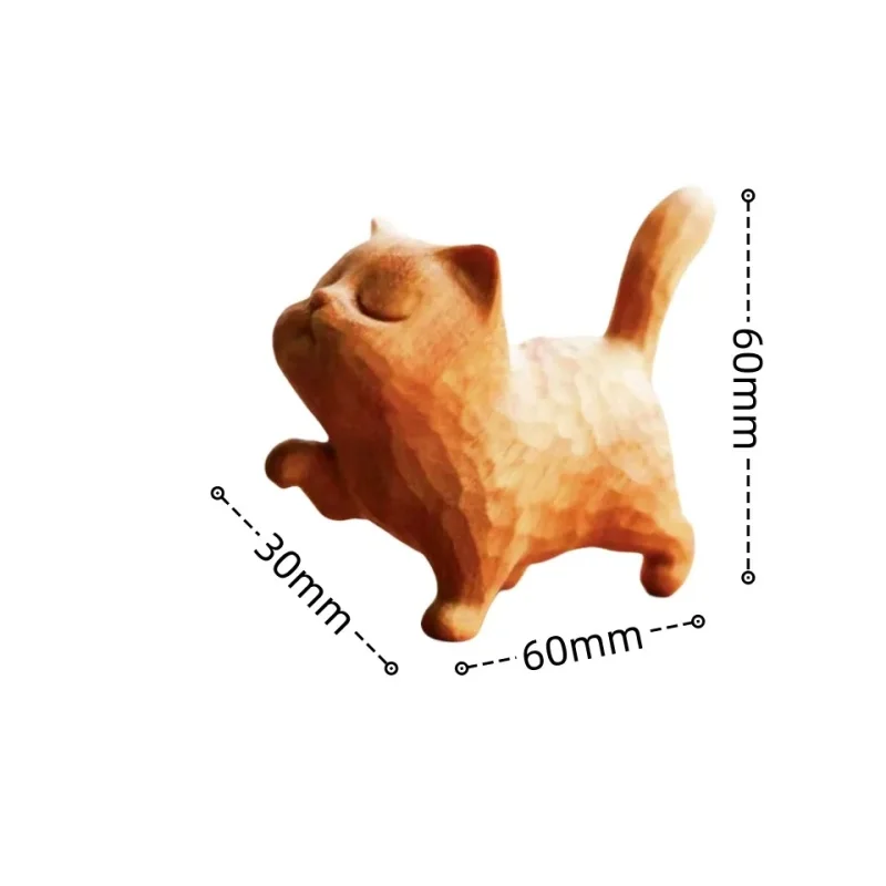 Hot selling Decoration Cat sculpture  wood carving cute animals wooden cat kitten figurine sculpture statue art crafts