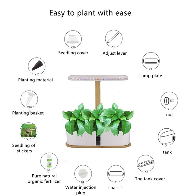New Trendcy 15w 22w 24w home plant cultivator mini farm hydroponics grow system complete bamboo