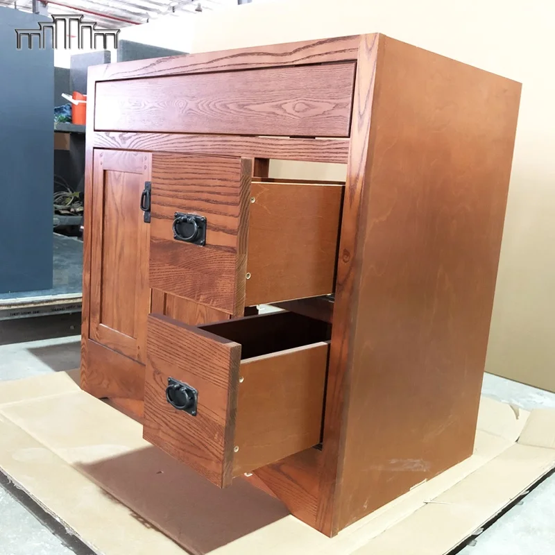 Canada Bathroom cabinets solid wood Chinese Supplier RTA White Bathroom Vanities Cabinet