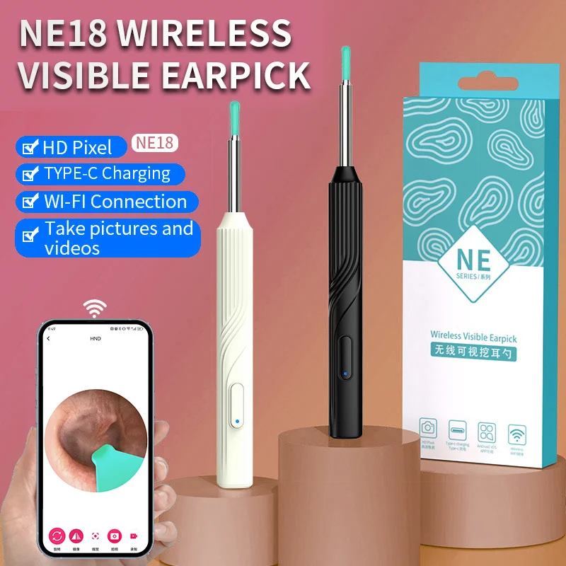 Visible Ear Scoop Otoscope Ear Wax Removal Tool with Camera Ear Endoscope Cleaner Earpick kits for Android IOS