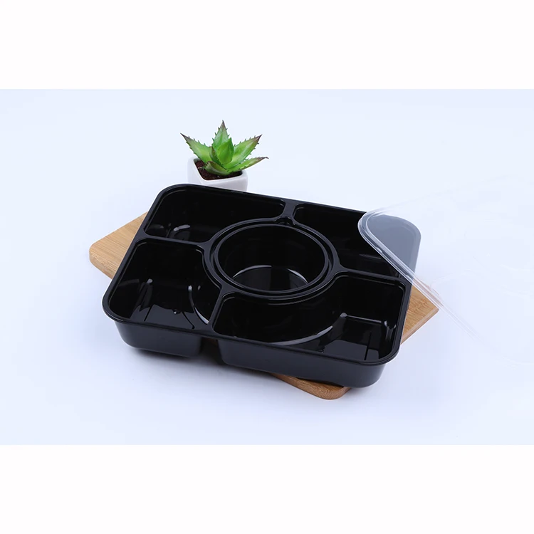 Disposable plastic tableware eco-friendly food container five compartment  lunch box