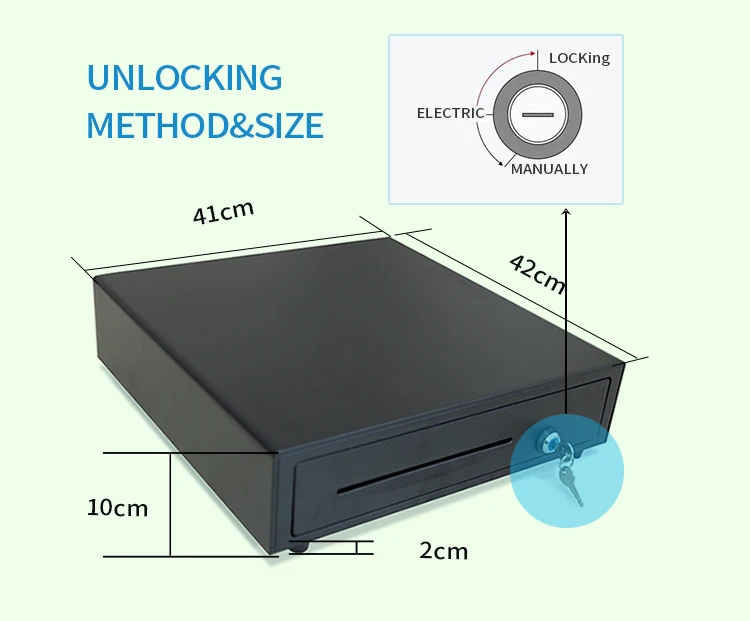 Check-out Counter 5 Bill 8 Coin Slot Key Lock Metal Money Drawer Cash Box Drawer For POS System