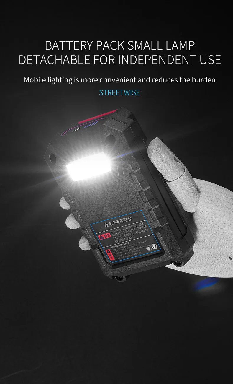 Multi-function Led Work Light Split Battery Pack Rechargeable Work Light with Tripod Black DC COB LED Work Light 1800lm Green