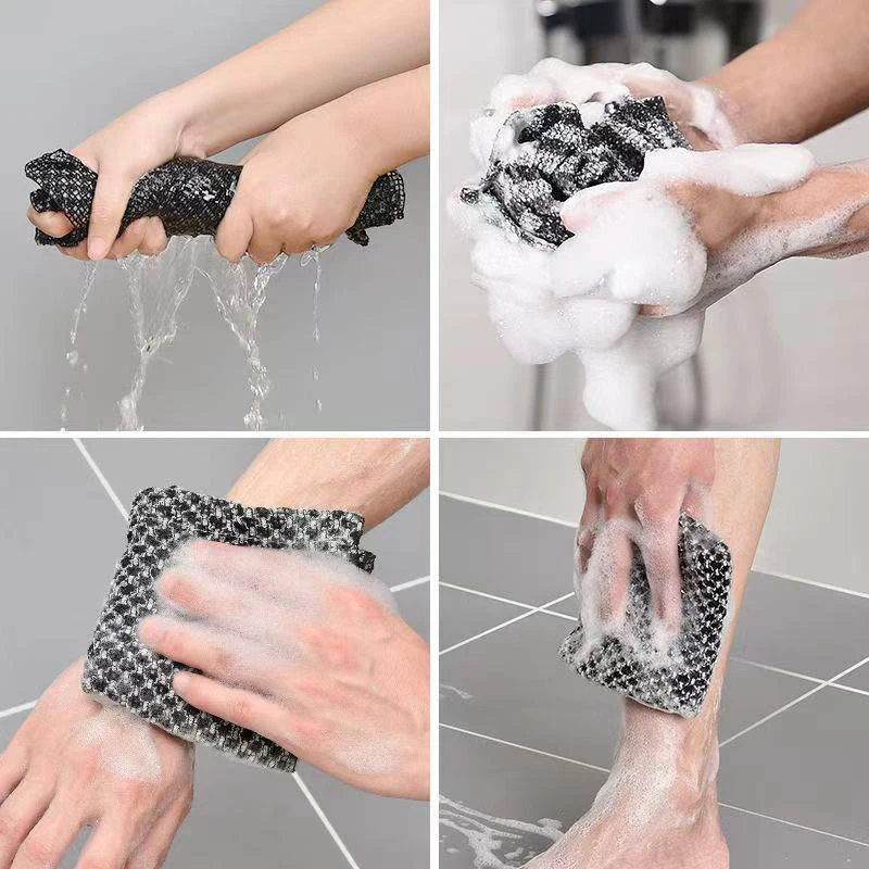 Japanese Charcoal Carbon Fiber Bath SPA body wash towel Japanese Exfoliating Body Scrub Towel