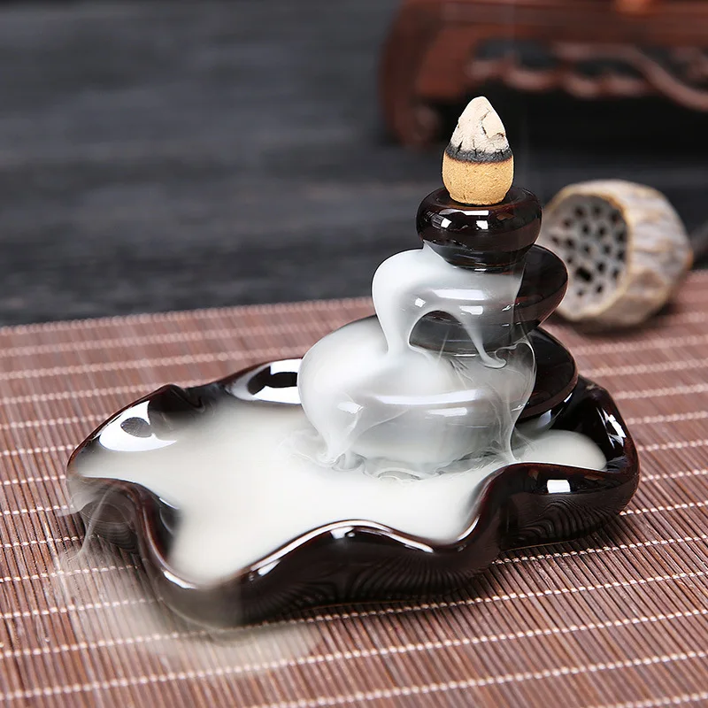 Customize Home Decor Natural Aromatherapy Ceramic Backflow Incense Holder Handmade Waterfall Incense Burner