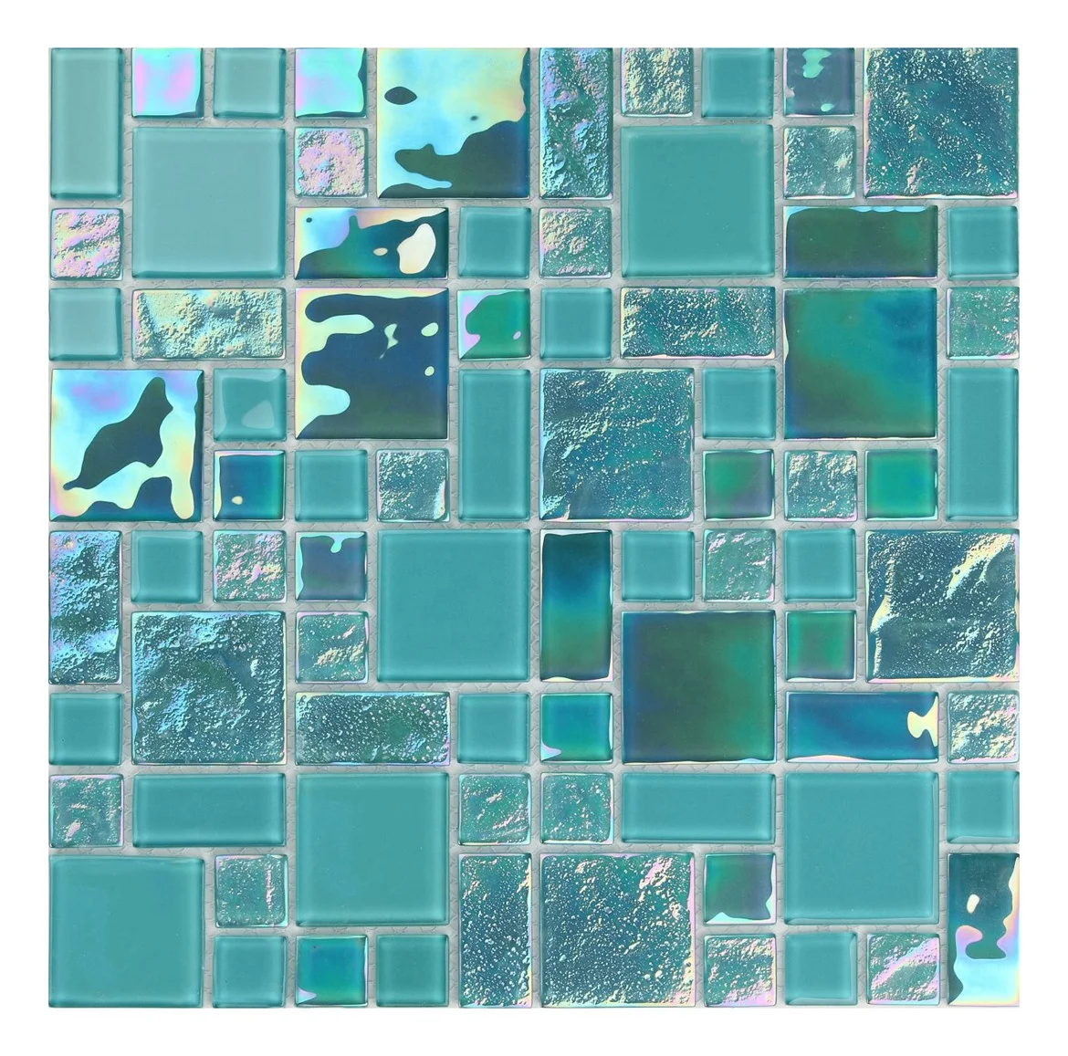 Chinese Supplier Green Glass Mosaic Series Mixed Rectangle Swimming Pool Glass Mosaic Custom mosaics with irregular shapes
